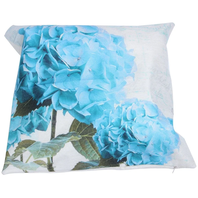 2 Pcs Car Sofa Cushions Pillowcase Cherry Blossom Branch Bird &amp Teal Hydrangea | Дом и сад