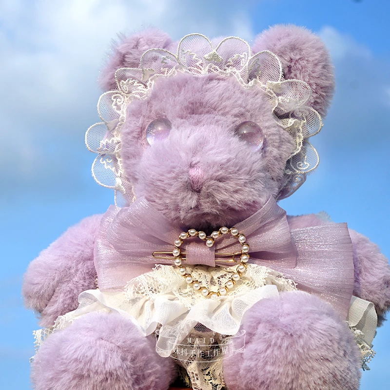 

Original Design Sweet Lolita Purple Bear Bag Girls Shoulder Bags Cosplay Gothic Harajuku Kawaii Lace Bow Plush Doll Bag Toys
