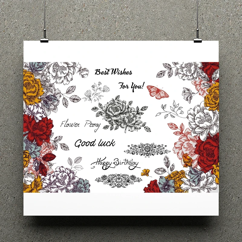 

AZSG Peony Clear Stamps For DIY Scrapbooking Rubber Stamp/ Seal Paper Craft Clear Stamp Card Making