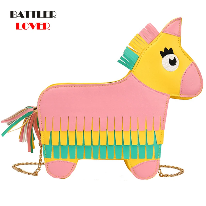 

Funny Cute Cartoon Horse Shape Handbag For Women 2021 Tassel Crosssbody Bag Girls Shoulder Messenger Purses Female Casual Totes