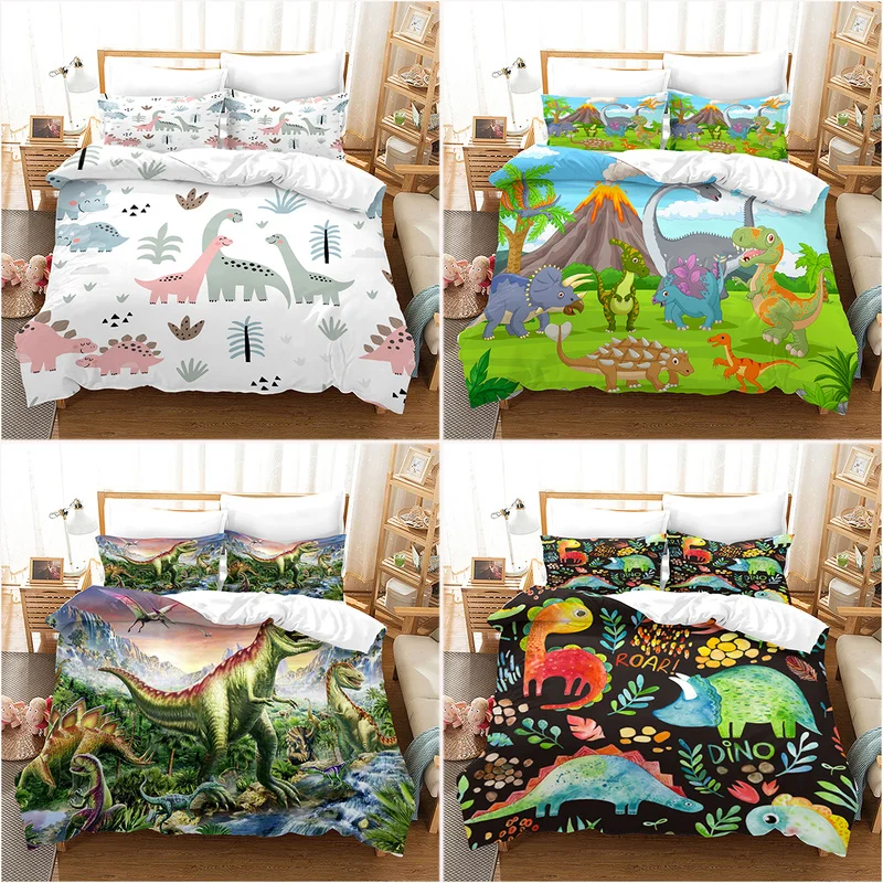 

Комплект из пододеяльника и подушки с 3D рисунком динозавра