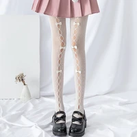 pierced stocking lolita cosplay costumes accessories bowknot mesh stockings soft sister lace pantynose women girl tight