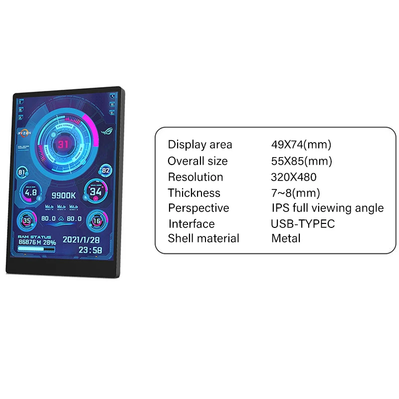 Новинка 3 5-дюймовый IPS телефон вторичный экран компьютер процессор GPU RAM HDD монитор