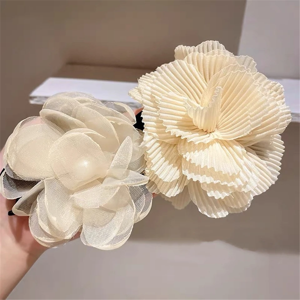 

Big Chiffon Flower Hair Claw Clips For Women Girls Hair clamps Elegant Lady Wedding Bridal Barrettes Headband Hair Accessories
