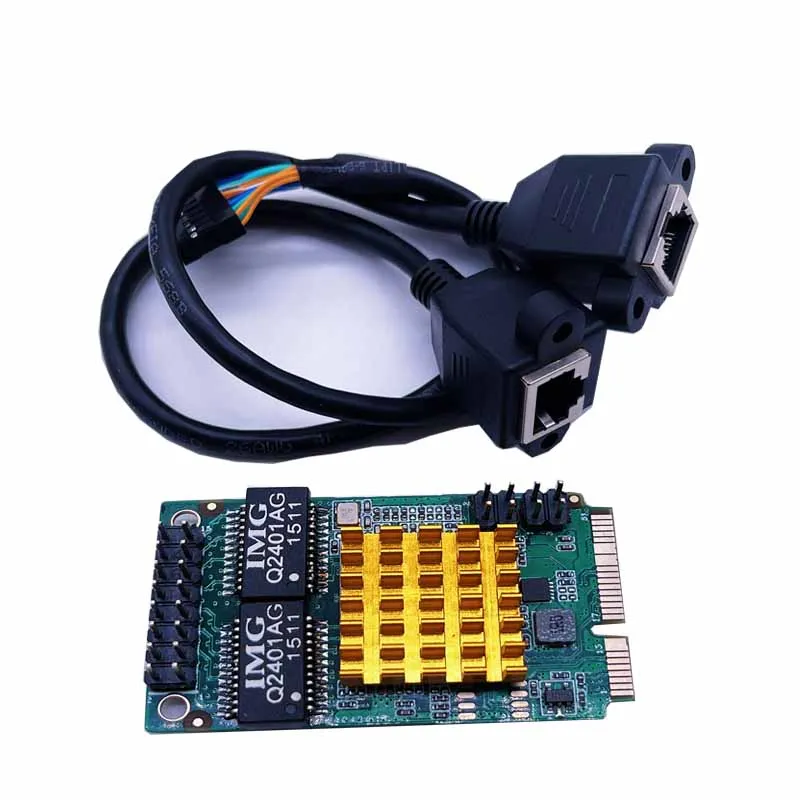 Mini Pcie connector board to 2*LAN RJ45 I350 chip adapter module
