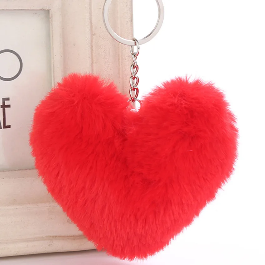 Милые брелоки в форме сердца женские из искусственного меха кролика Рекс