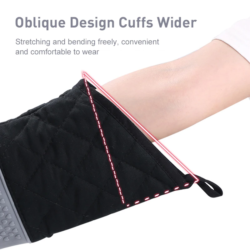 

A silicone glove kitchen oven heat insulation gloves high temperature resistant oblique mouth anti-scald gloves