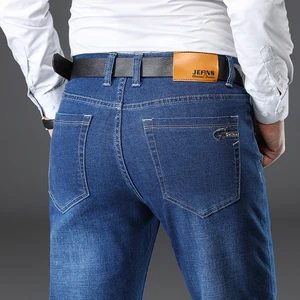 Мужские тонкие модные деловые брендовые стильные тонкие прямые джинсы высокого качества из хлопка повседневные мужские Стрейчевые джинсовые брюки больших размеров 28-38