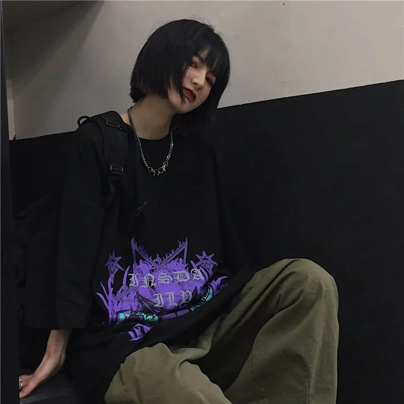 

T-shirt Men And Women Korea Ins Trend Dark Magic Array Portrait Printing Wild Short Sleeve Tide Graphic T Shirts Harajuku Half