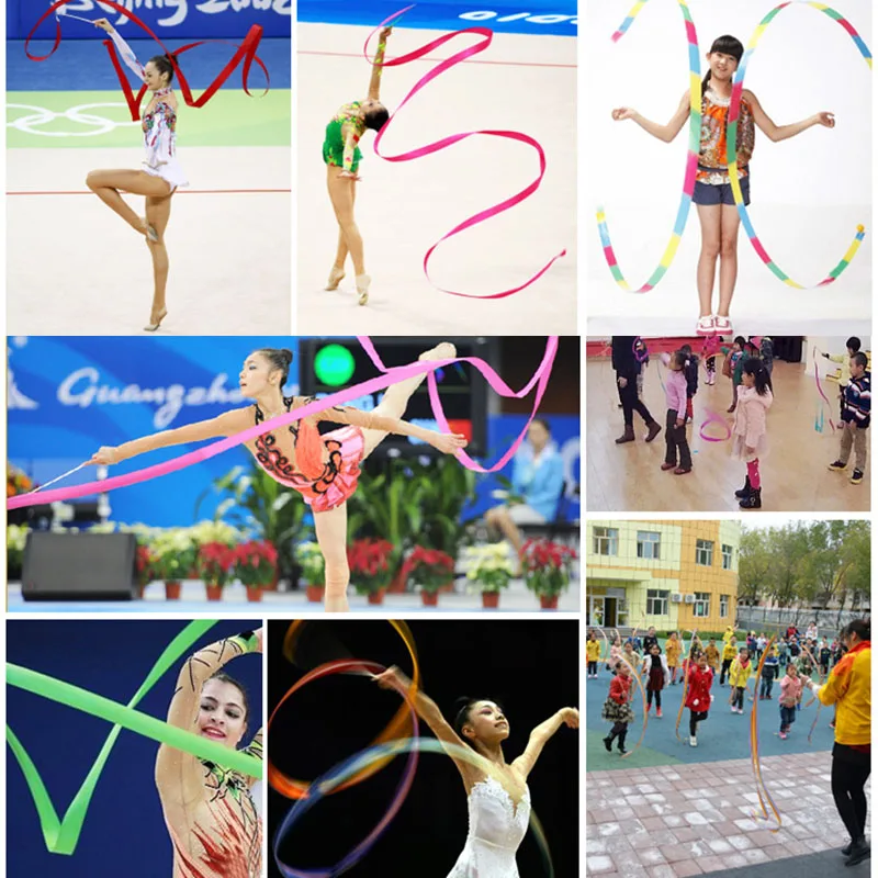 Лидер продаж 4 м красочные ленты для тренажерного зала дизайнерская танцевальная