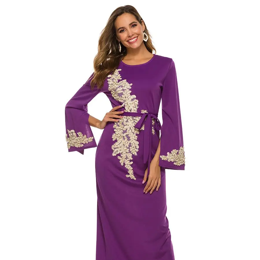 Длинное платье с вышивкой, абайя, мусульманская одежда для женщин, хиджаб, мусульманское женское платье, Женская абайя
