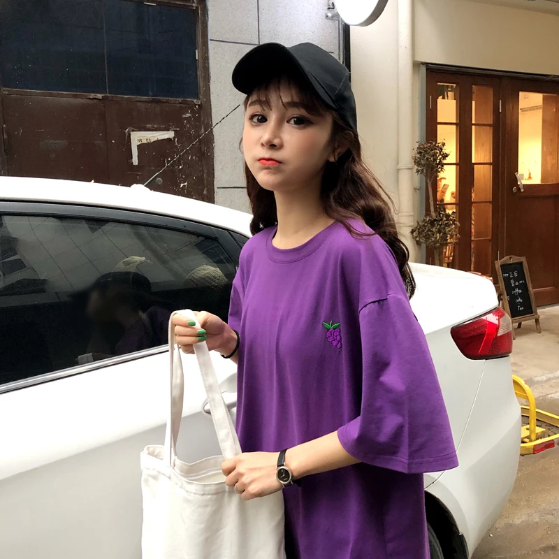 Милая мультяшная футболка с принтом граффити и фруктов Корейская винтажная