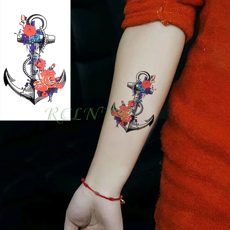 

Waterproof Temporary Tattoo Sticker Ship Anchor Fake Tatto Fashion Flash Tatoo Tatouage Wrist Foot Hand Arm For Girl Women Men