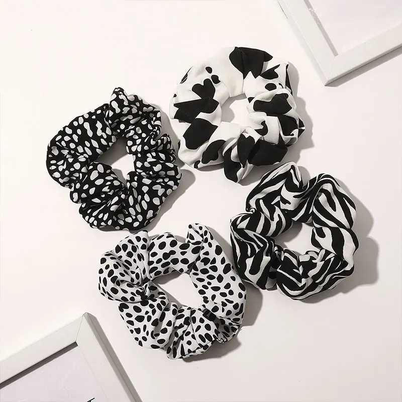 

Ponytail Holder Hair Rope Vintage Hair Scrunchies Elastic Hair Band Hair Accessories Polka Dot Leopard Print Hair Ring