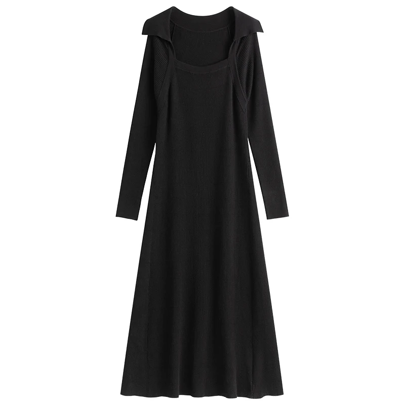 Женская вязаная юбка-трапеция fansilзанен черная облегающая длинная юбка с