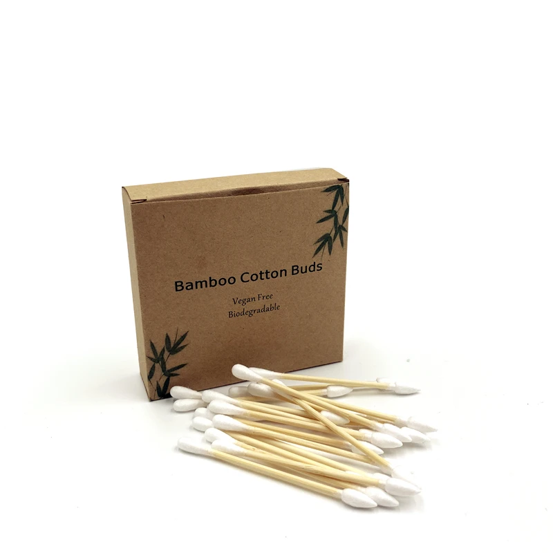 100 pcs white Эко биоразлагаемые бамбуковые ватные палочки компостабильные деревянные ушные палочки деревянные палочки для макияжа ватные палочки - Цвет: 100 pcs white