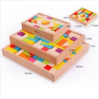 wooden 74 pcs colored wooden boxed blocks piled up to 2 3 6 years old childrens educational toys