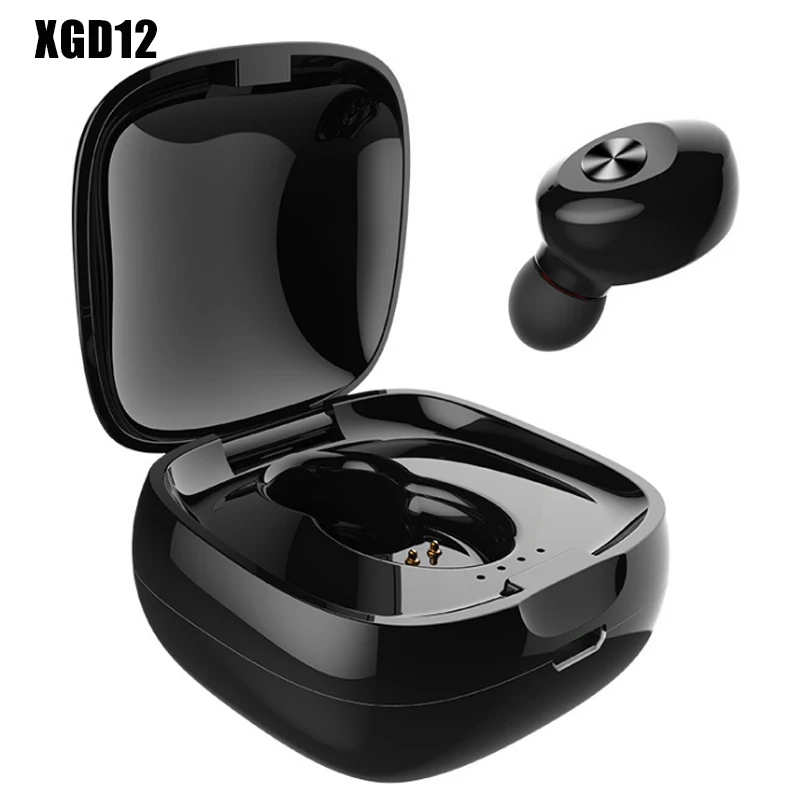 black XGD12 TWS беспроводные bluetooth-наушники, стерео HIFI звуковая гарнитура, звуковая спортивная Гарнитура, громкой связи, наушники с зарядным чехлом - Цвет: black XGD12