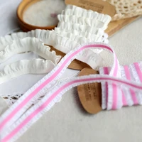 1m pleated guipure lace ribbon elastic lace collar trim 1 4cm white pink elastic lace fabric dress decoration craft sewing lp15a