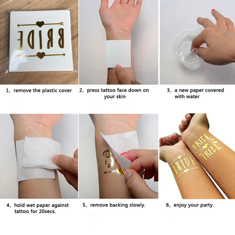 12 шт./компл. горячего тиснения наклейки для временных татуировок невесты в