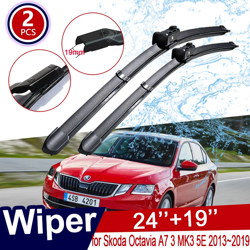 

for Skoda Octavia A7 Typ5E MK3 2013~2019 Front Window Windscreen Windshield Wipers Car Wiper Blades Stickers Glasses Accessories