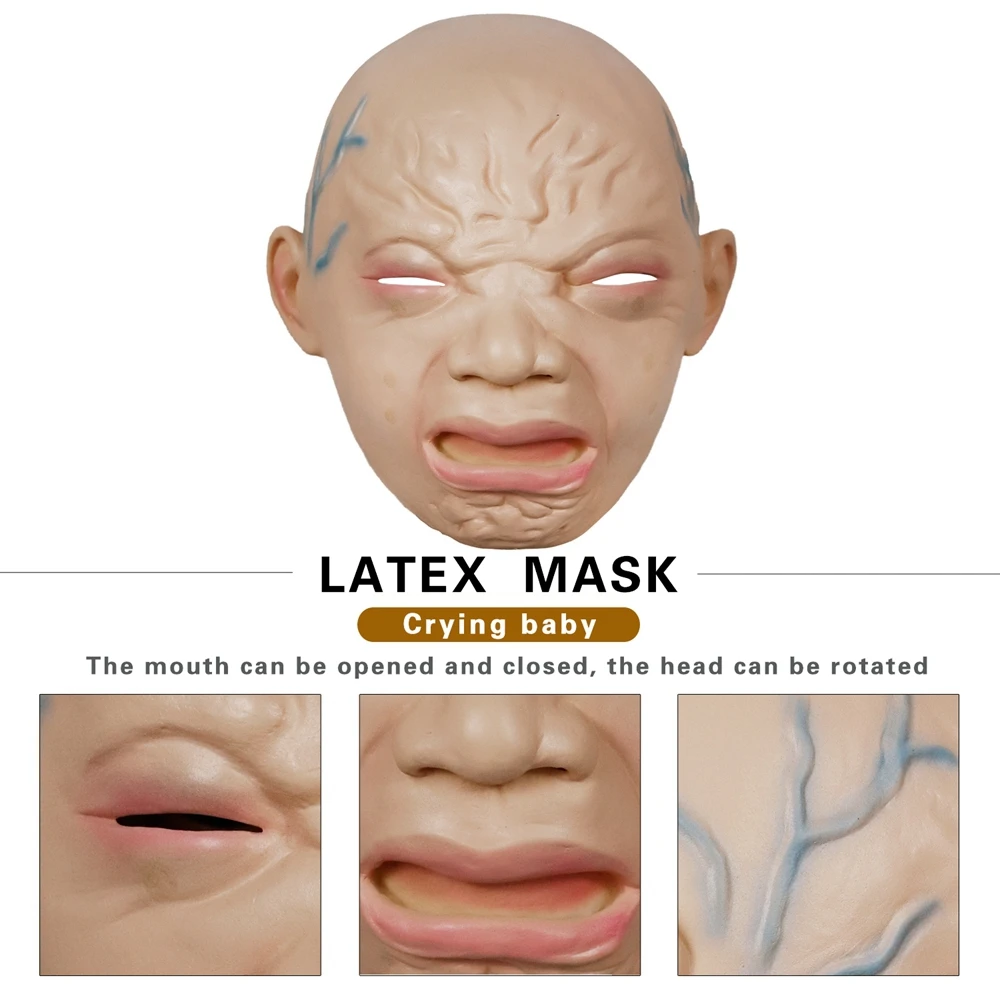 WAYLIKE горячая Распродажа на Хэллоуин ухаживает за малышом Маска латекс плач