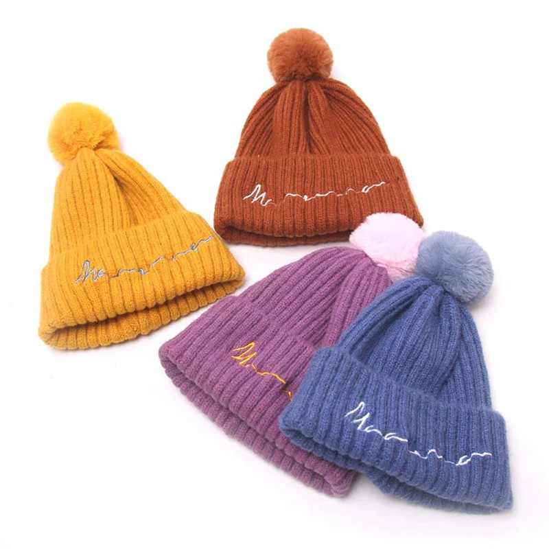 

2022 New Winter Pom Pom Children Hat For Boys Girls Hat Kids Knitted Beanies Cap Brand Thick Baby Cap Baby Girl Warm Hats