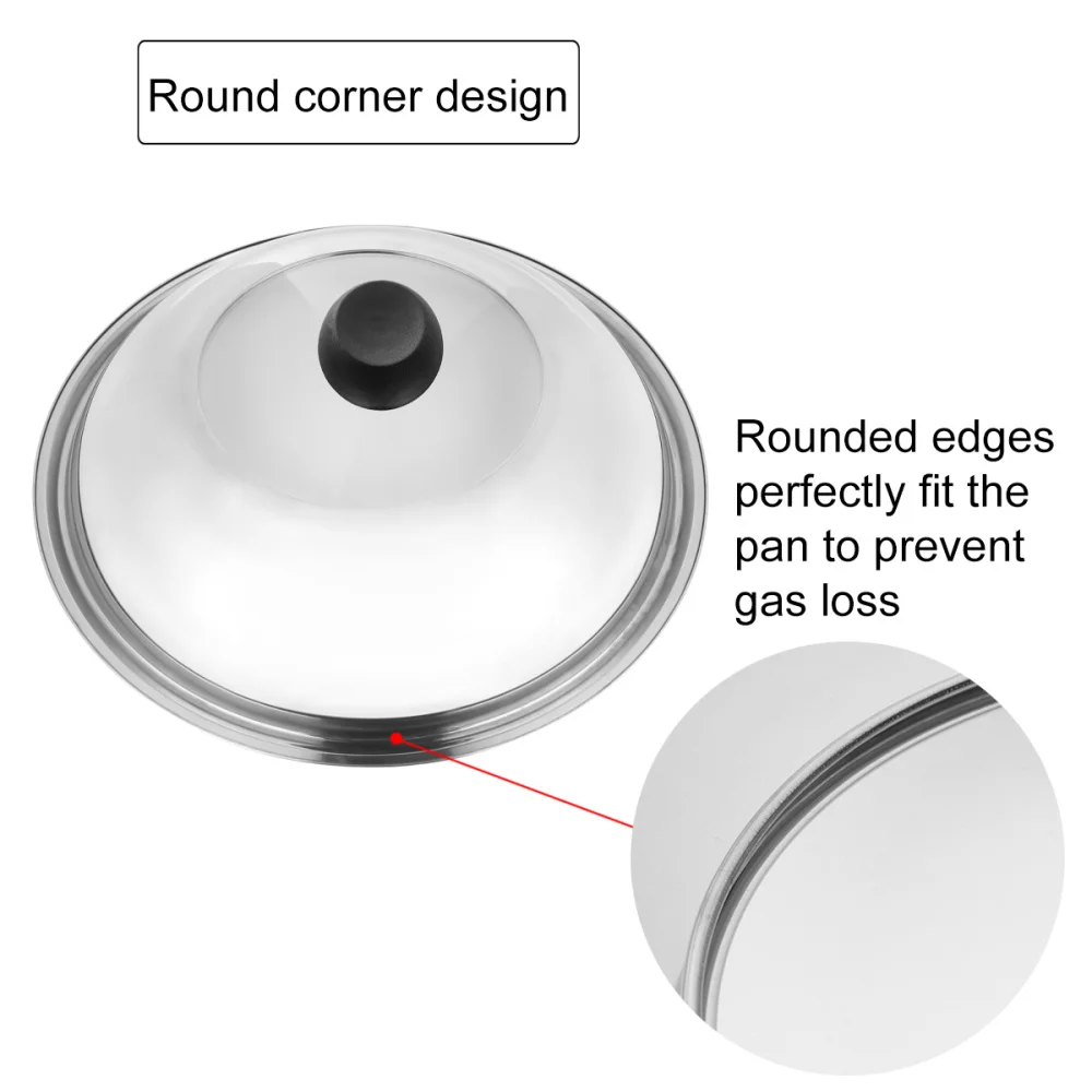

34cm Multifunctional Cooking Wok Pan Lid Stainless Steel Pan Cover Visible Replaced Lid for Frying Wok Pot Dome Wok Cover