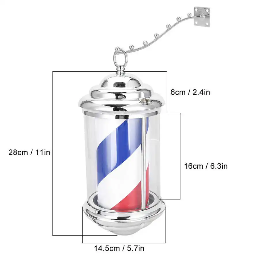 28 см Непромокаемые СВЕТОДИОДНЫЙ парикмахерской знак полюса парикмахерский