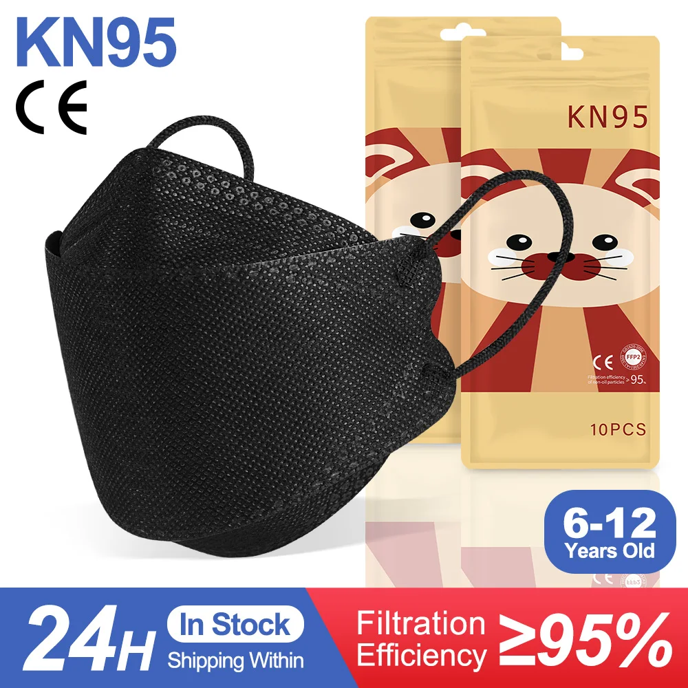 

6-12 Years Kid Mask FFP2 Children KN95 5 Layers Mask For Boys Girls Respirator Mouth Face Masks CE FFP3 Masque 10-100Pcs