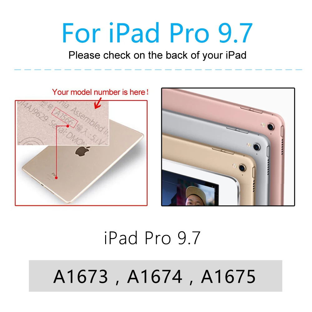 Чехол для iPad Pro 9,7 дюйма Кожаный силиконовый Multi-fold Смарт Обложка для iPad Pro 9,7 чехол A1673 A1674 A1675 Funda