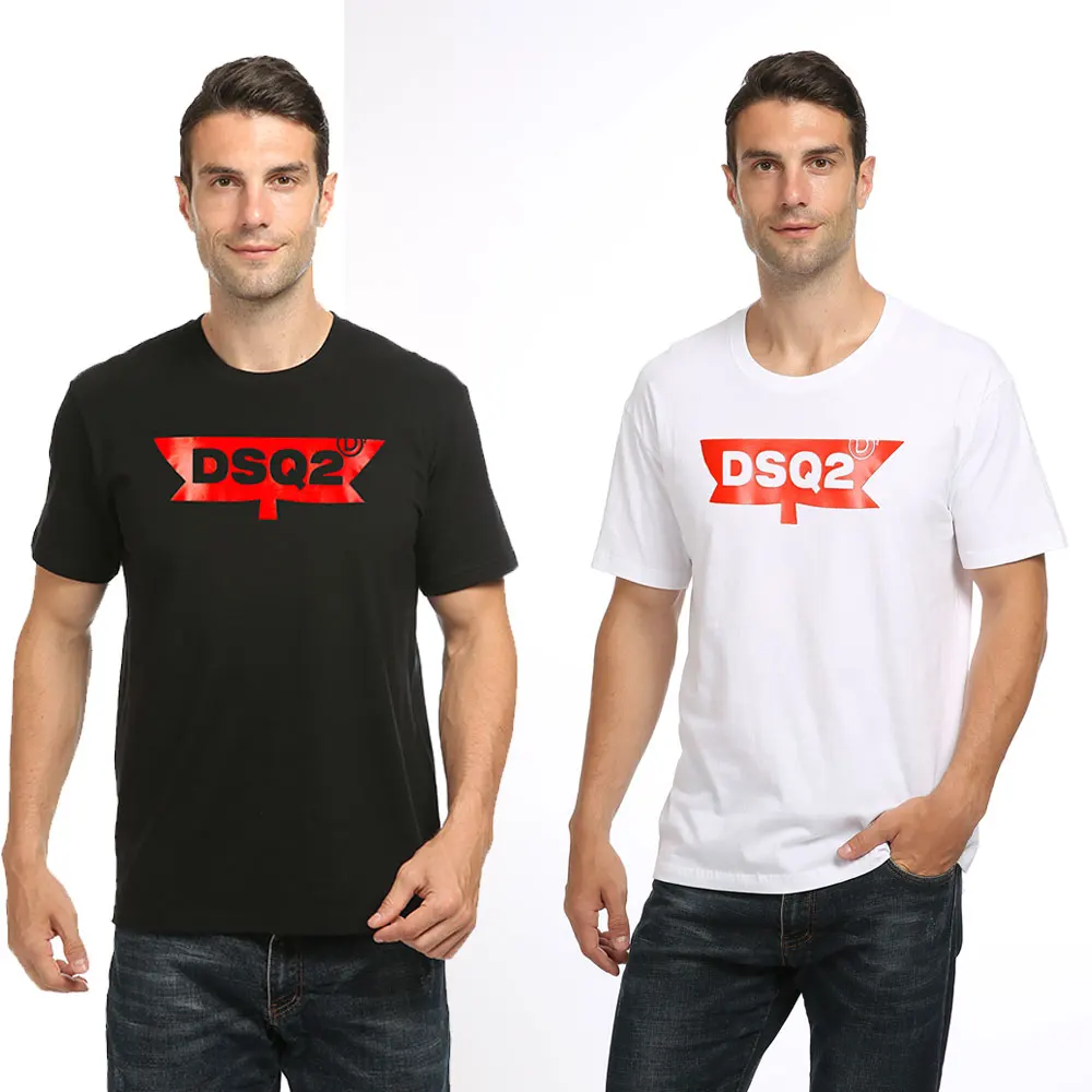 Летняя Стильная черная футболка dsq2 для мужчин и женщин из 100% хлопка с буквами