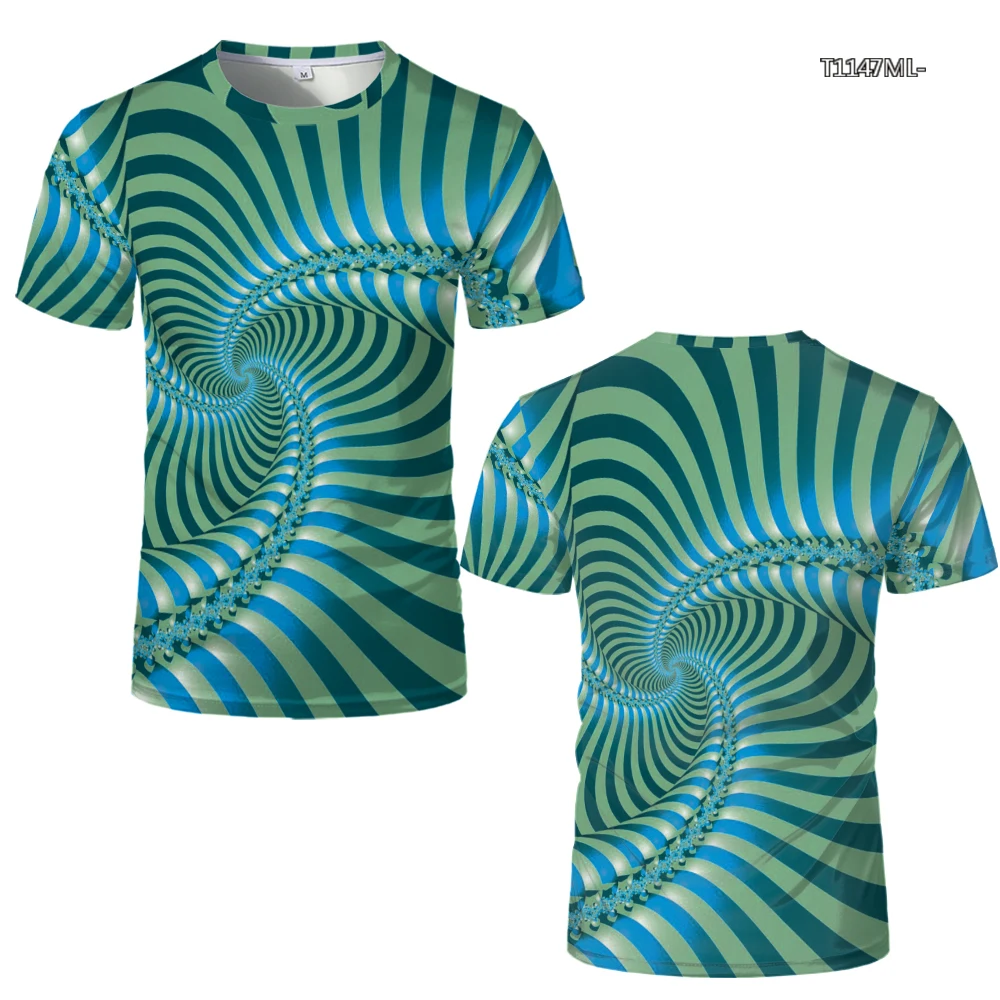 

Graphic Vertigo Hypnotic 3D PrintMen's Short sleeve Optical Illusion Black-White Colorful Parent-child clothingT shirt