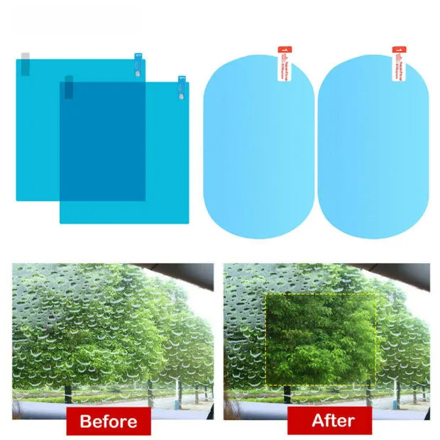 

4pcs Car Rearview Mirror Side Window Glass Anti-Fog Film Rainproof Protection Waterproof And Anti-fog Safe Driving
