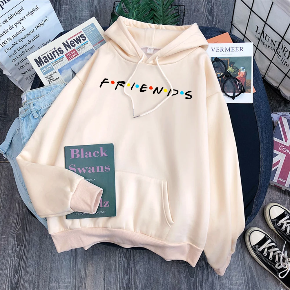 

Creative Friends Letter Print Hoodie Womens Casual Top Japan Harajukua Style Loose Round Neck Clothing Female Slim Funny Hoodies