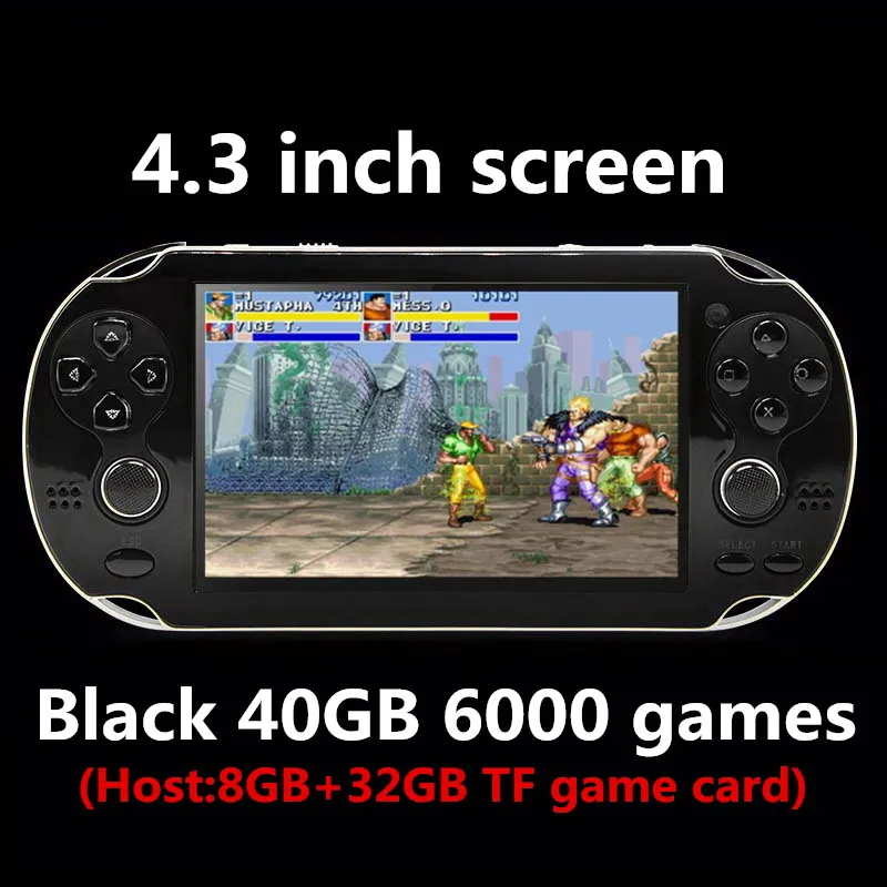 4.3black 6000 games JXD классический Ностальгия Большой Рокер ретро мини игровой автомат построить в 9000 аркадная игра neogeo/cp1/cp2/gbc/gb/ - Цвет: 4.3black 6000 games