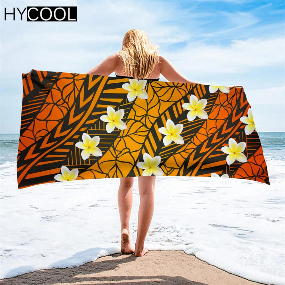 Microfiber Beach Swimming Towels Hawaii Polynesian Plumeria Flower Printing Sand Free Travel Bath Shower Yoga Mat | Спорт и
