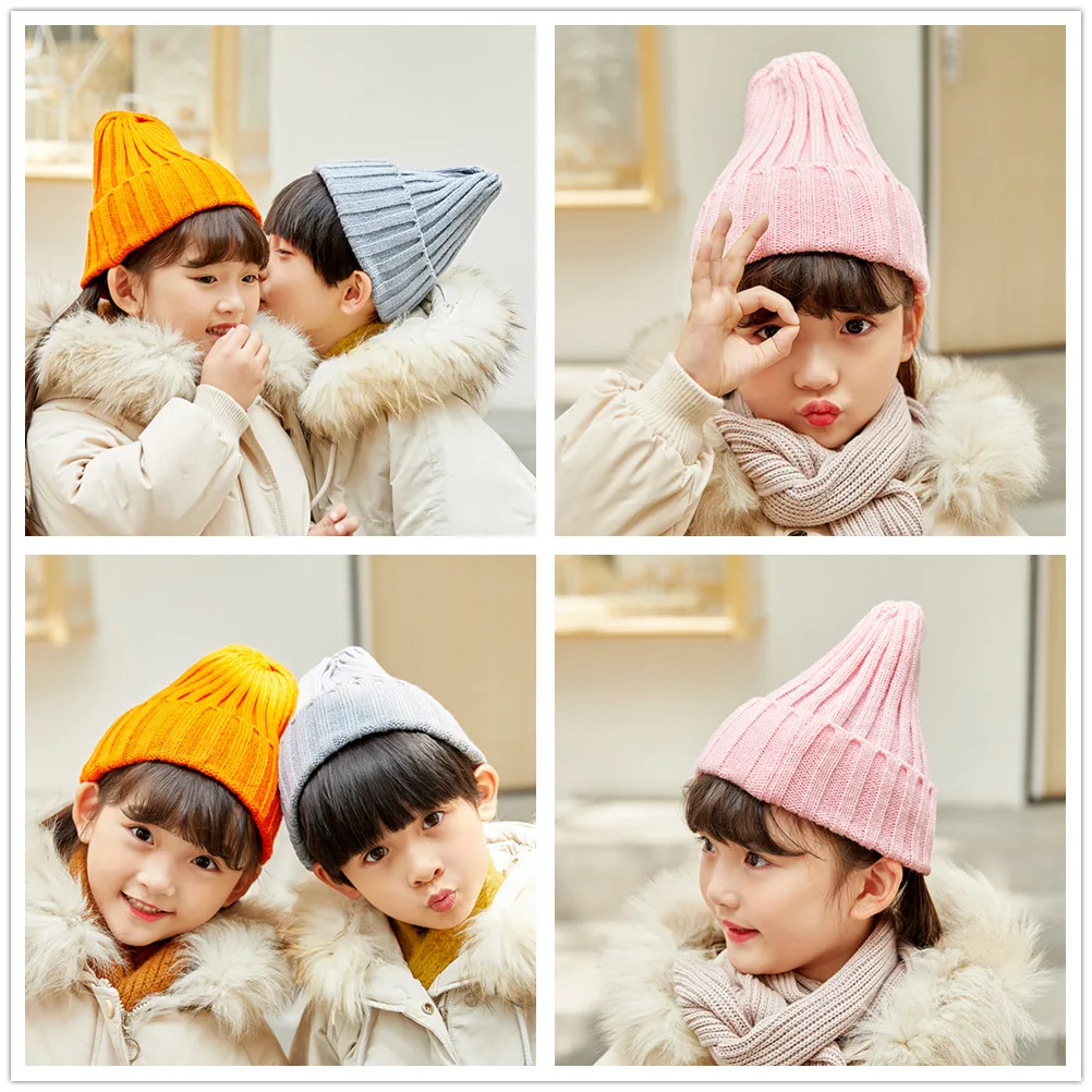 Осенне зимняя шерстяная шапка для мужчин и женщин с завивкой родителей детей