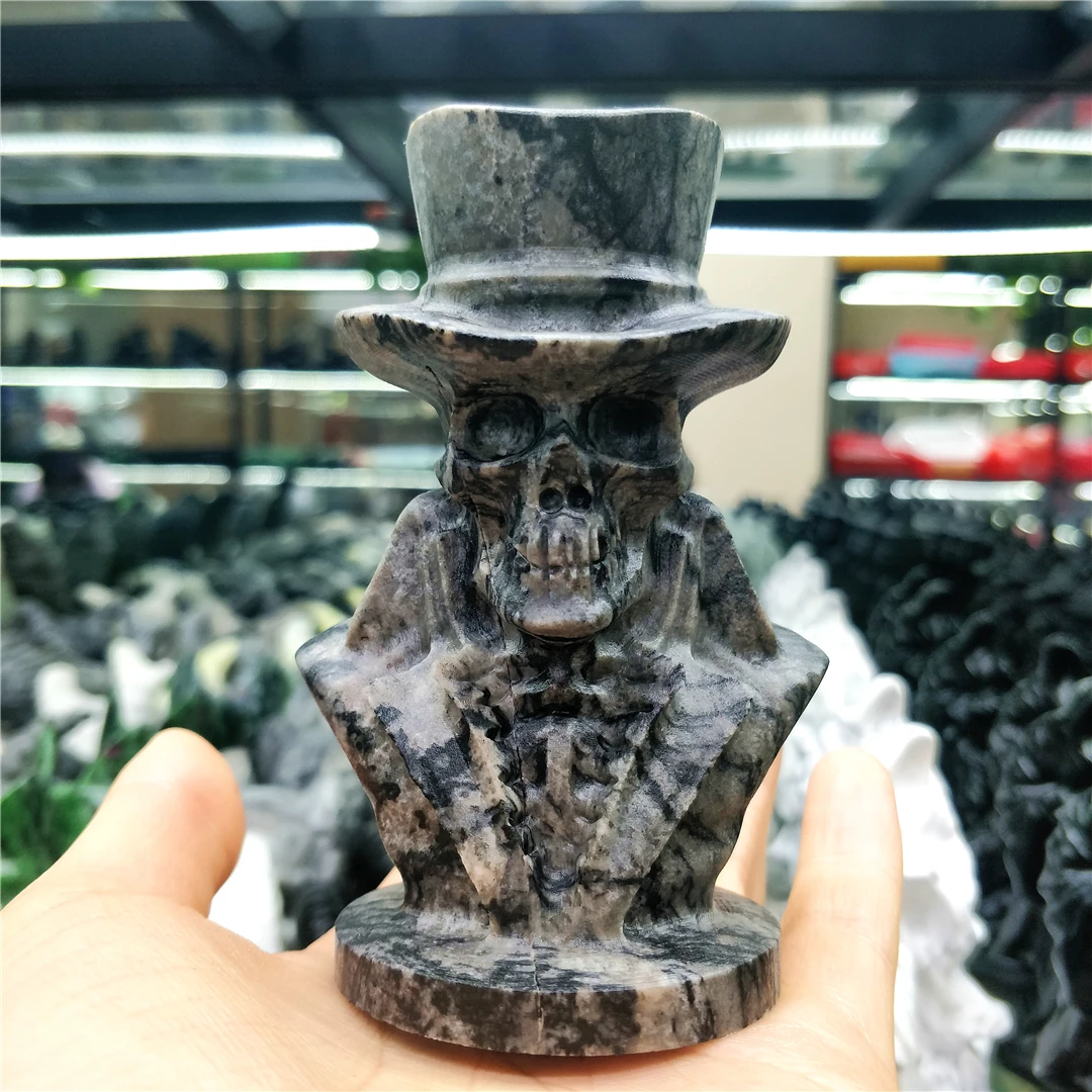 

Натуральная паутина Кристалл кварц черная линия камень минеральная резная статуя джентльмена колдовская отделка и украшение