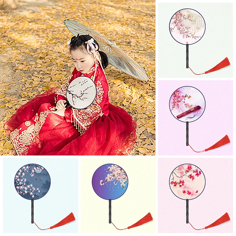 Китайский стиль двойная печать танцевальный веер Hanfu Чонсам украшение старинный