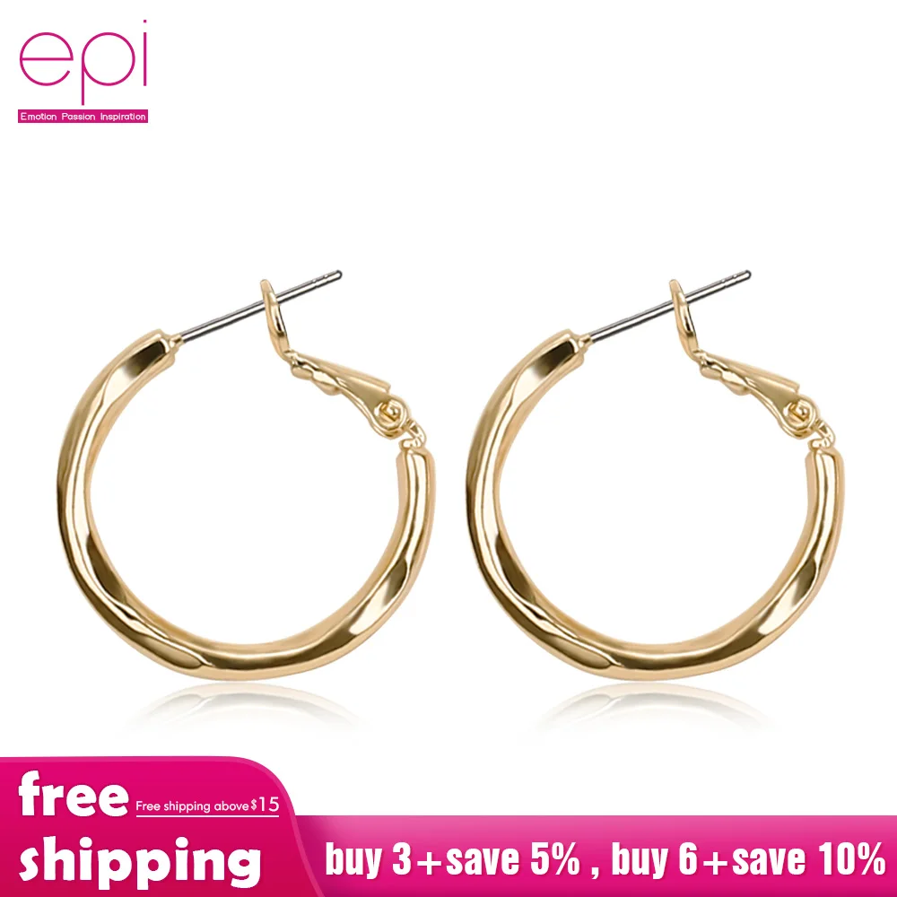 EPI женские серьги золотого цвета 4 мм толщина маленькие серьги-кольца для женщин - Фото №1