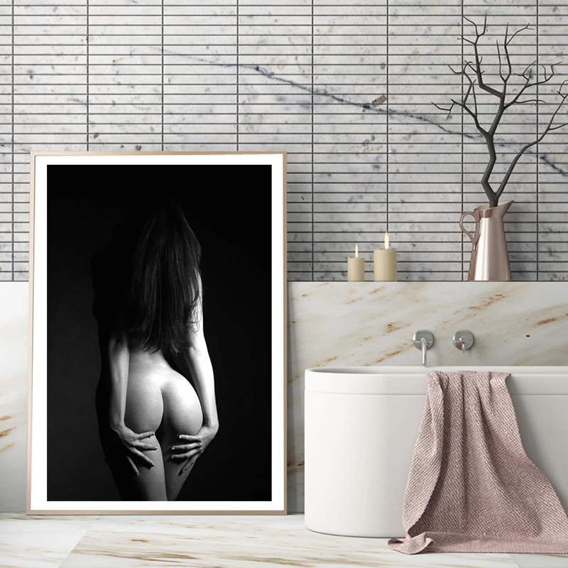Сексуальная модель девушка черные белые обои Холст Плакаты принты настенная