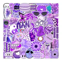 103050pcs new purple small fresh graffiti stickers mobile phone water cup notebook waterproof stickers wholesale