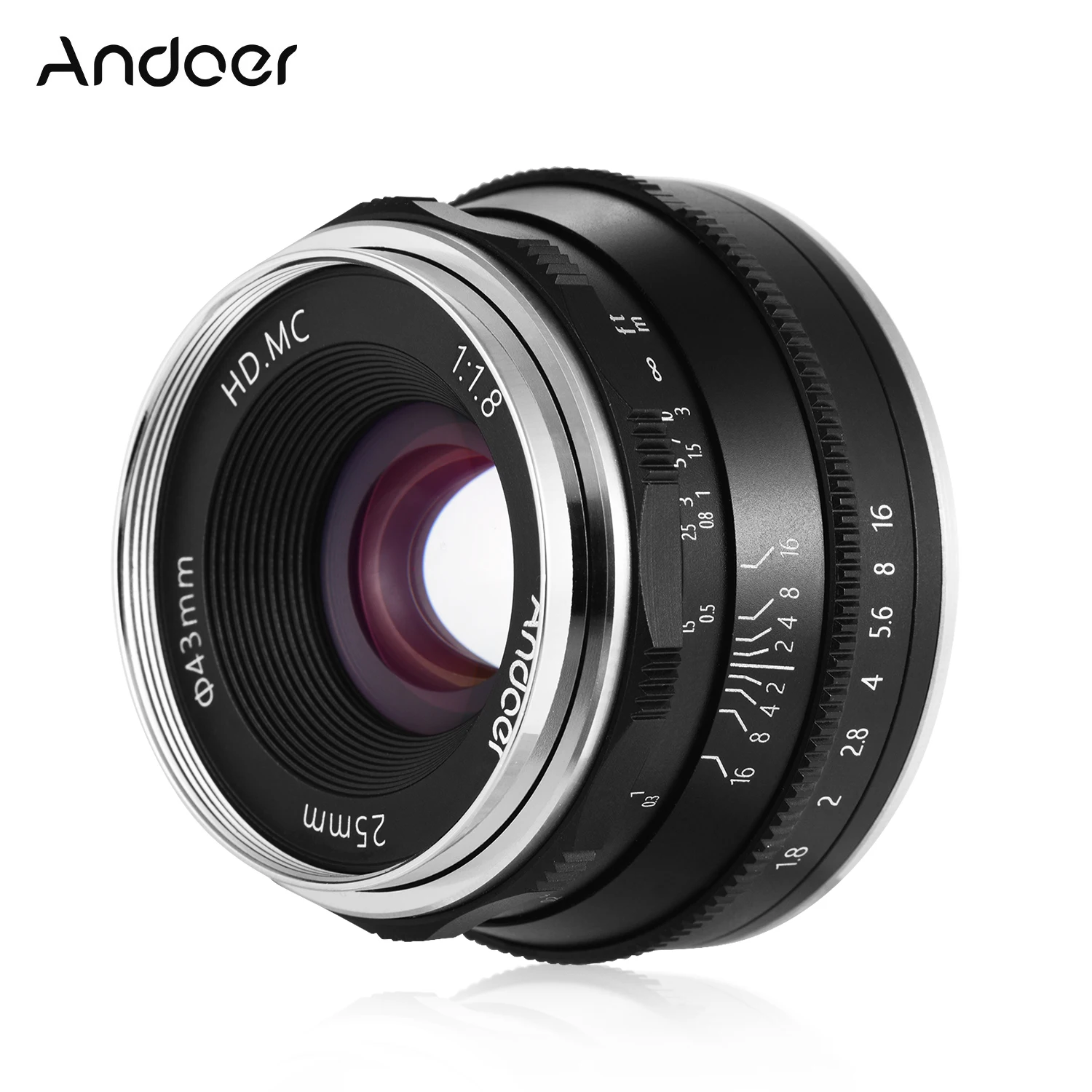Andoer 25 мм F1.8 ручная фокусировка объектива Большая диафрагма беззеркальная камера