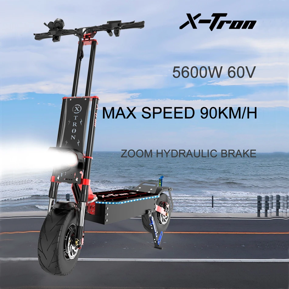 Kaufen EU LAGER X-Tron X5 60V 5600W Elektrische Roller Faltbare Zwei-rad Elektrische Roller Offroad Elektrische Roller Hydraulische Bremse