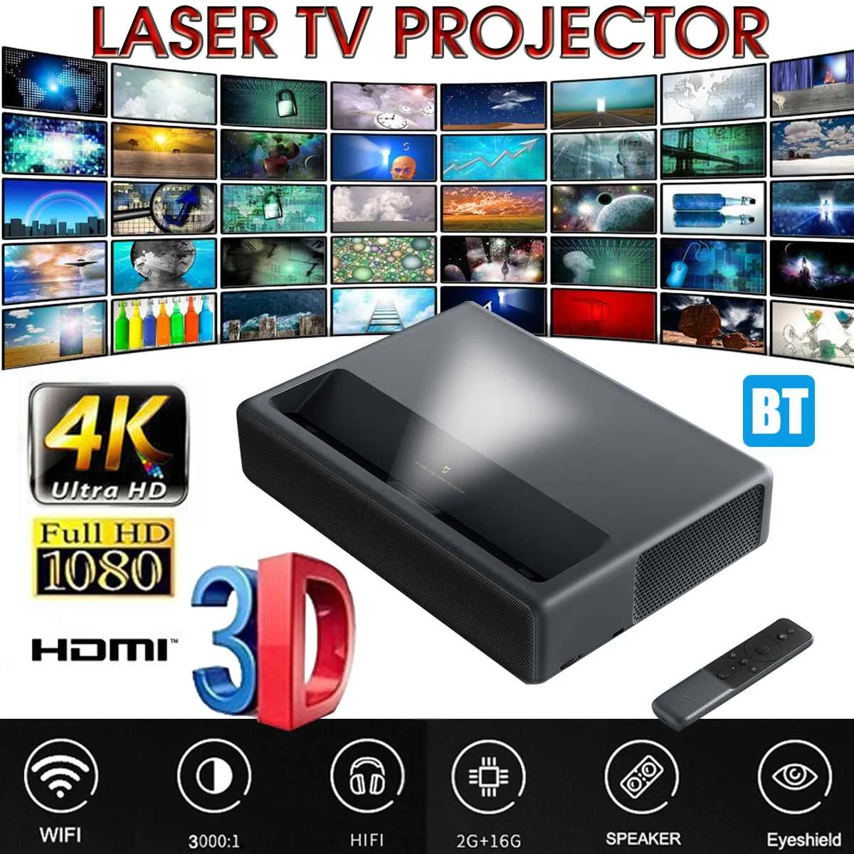 Xiaomi MJJGTYDS01FM 2 Гб 16 Гб MIUI tv Laser HDR tv 4K китайская версия bluetooth WiFi 3D Система домашнего кинотеатра английский интерфейс