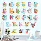 Мультяшные креативные английские 26 букв алфавита Животные наклейки на стену для детской комнаты украшение для дома детские наклейки на стену плакат роспись