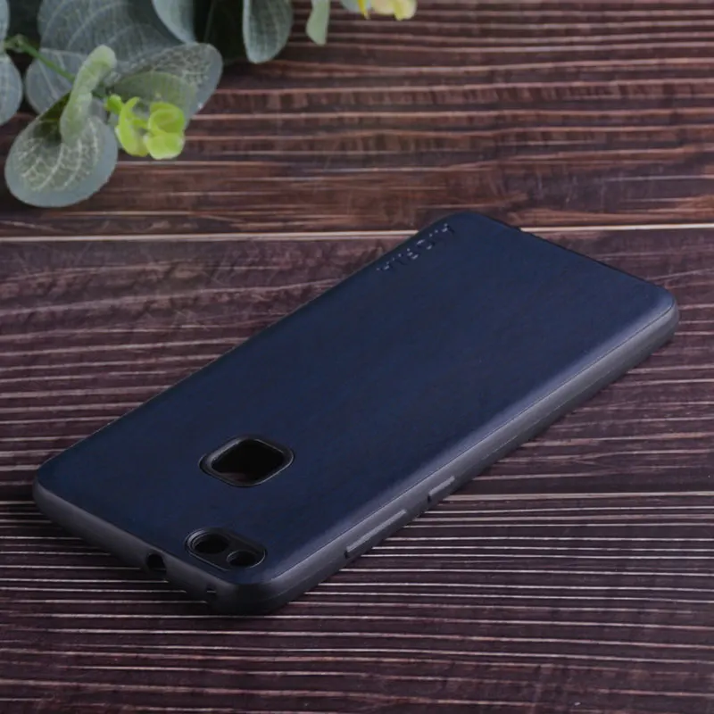 Dark blue Чехол с деревянным дизайном для huawei P10 Lite, мягкий ТПУ силикон и дерево, ПУ кожа, кожа, чехлы для huawei P10 Lite - Цвет: Dark blue