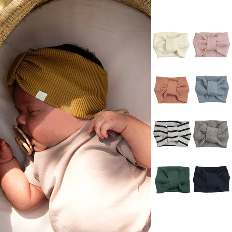 

Male and female baby solid color pitted cotton European and American hairband baby warm wild wide-brimmed headband jewelry