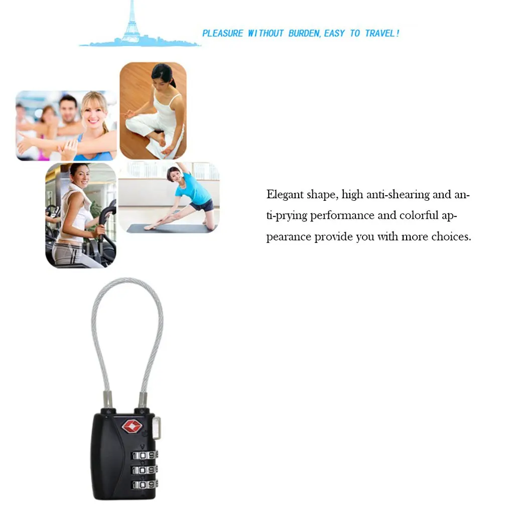 TSA719 3-значный замок с паролем для тренажерного зала школы безопасности чемоданов